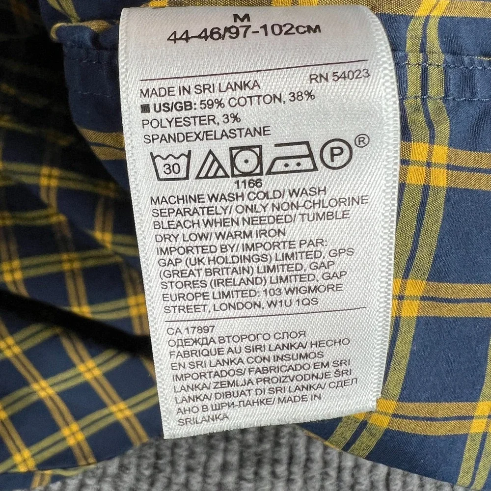 Banana Republic Shirt Mens Medium Blue Gold Check Long Sleeve Button Down